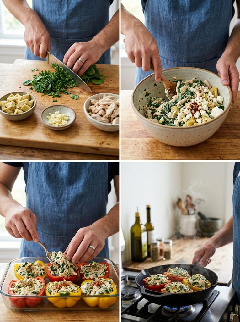 Mediterranean Chicken Spinach Artichoke Stuffed Peppers Recipe 14 Chicken spinach artichoke stuffe… 202606021911