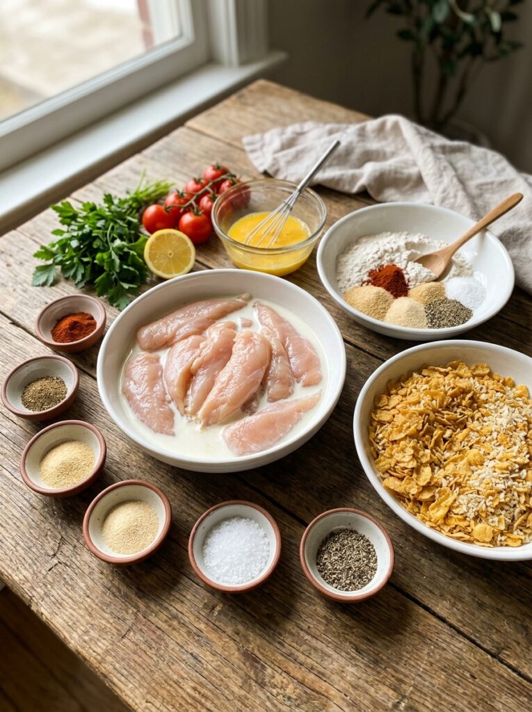 Crispy Air Fryer Chicken Tenders Cornflakes 13 Chicken tenders ingredients arra… 202606102010