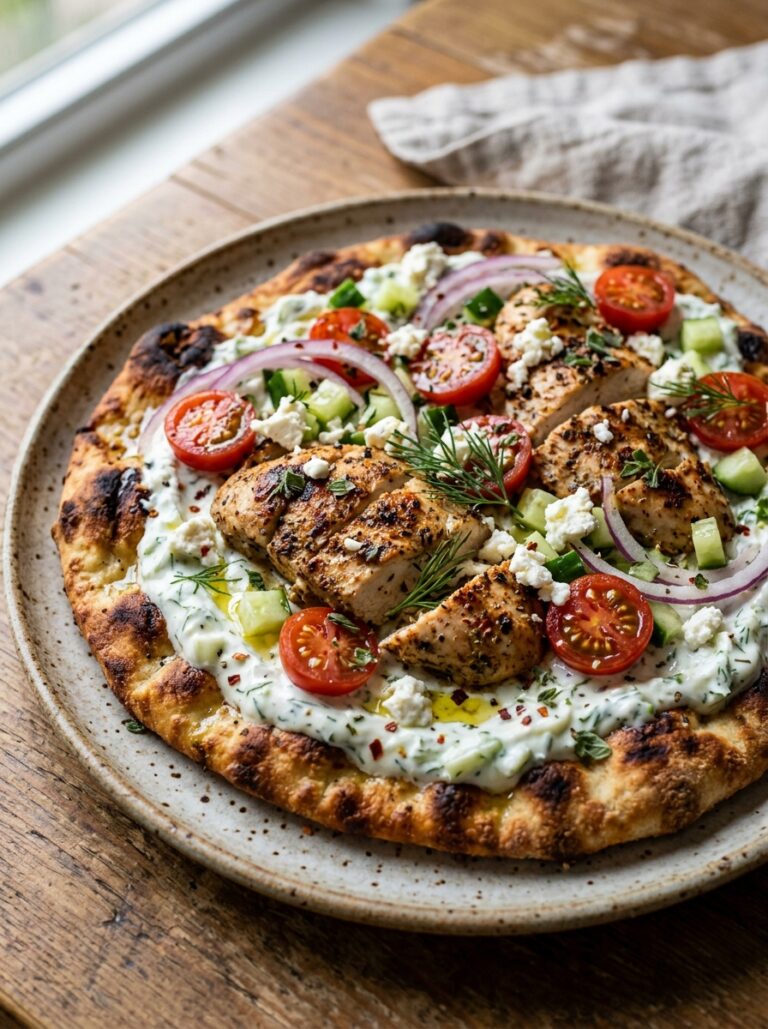 Mediterranean Chicken Tzatziki Flatbread Pizza Recipe 17 Chicken tzatziki flatbread pizza 202605101326