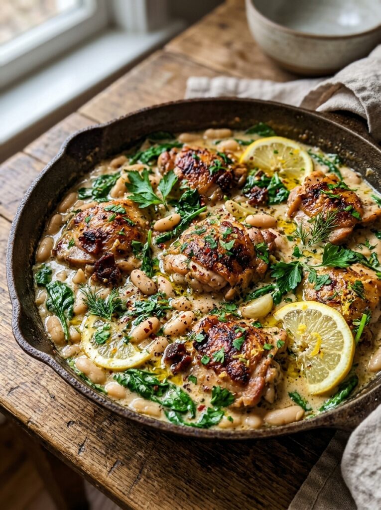 Mediterranean creamy white bean chicken skillet recipe 12 Chicken white bean skillet recipe 202605062243
