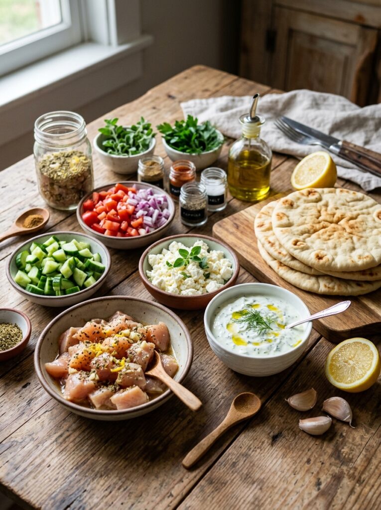 Beginner Mediterranean Greek Chicken Wraps Recipe: Easy, Flavorful, and Perfect for Meal Prep 13 Chicken wraps ingredients arrang… 202605101311