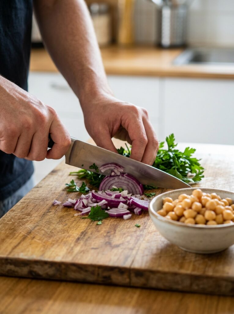 Easy Mediterranean Chickpea Salad Lemon 14 Chickpea salad preparation mixin… 202606091711