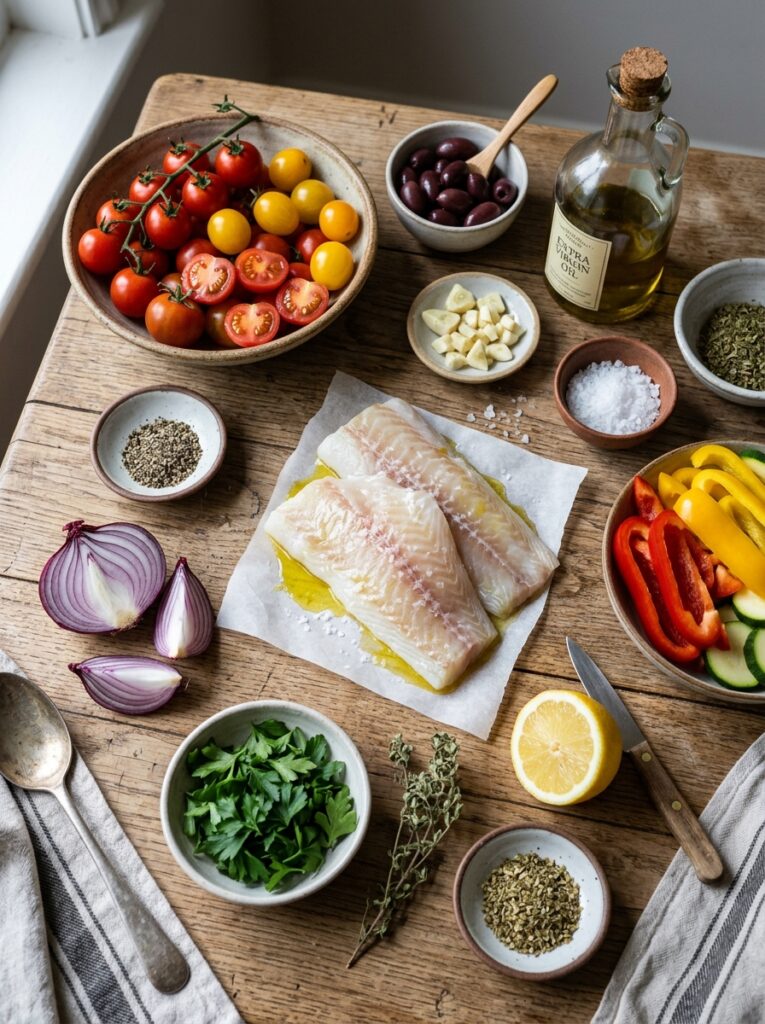 Beginner Mediterranean Cod Tomato Olive Bake Recipe 13 Cod tomato olive bake ingredients 202605301928