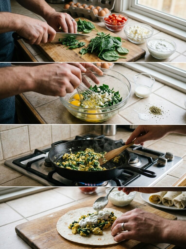 Mediterranean Breakfast Burrito with Eggs Spinach and Tzatziki Recipe 14 Cooking Mediterranean breakfast … 202605091928