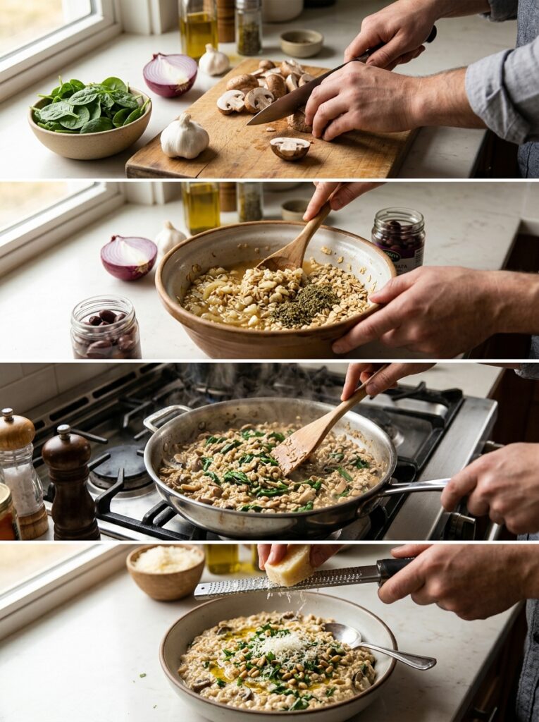 Mediterranean Savory Oats with Mushrooms Spinach and Parmesan Recipe 14 Cooking mediterranean savory oat… 202605062218