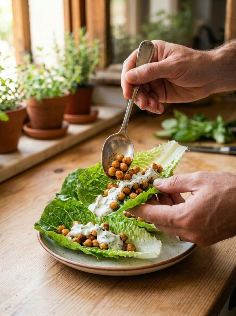 mediterranean crispy chickpea lettuce wraps with yogurt sauce recipe 14 Crispy chickpea lettuce wraps re… 202605052007