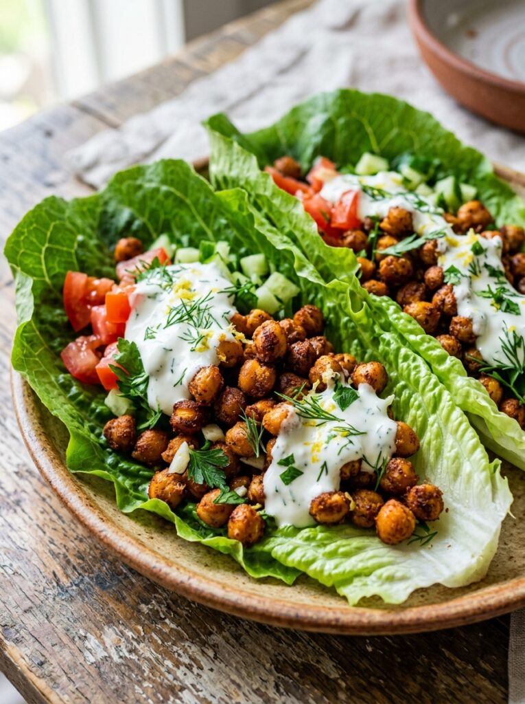 mediterranean crispy chickpea lettuce wraps with yogurt sauce recipe 12 Crispy chickpea lettuce wraps yo… 202605052006