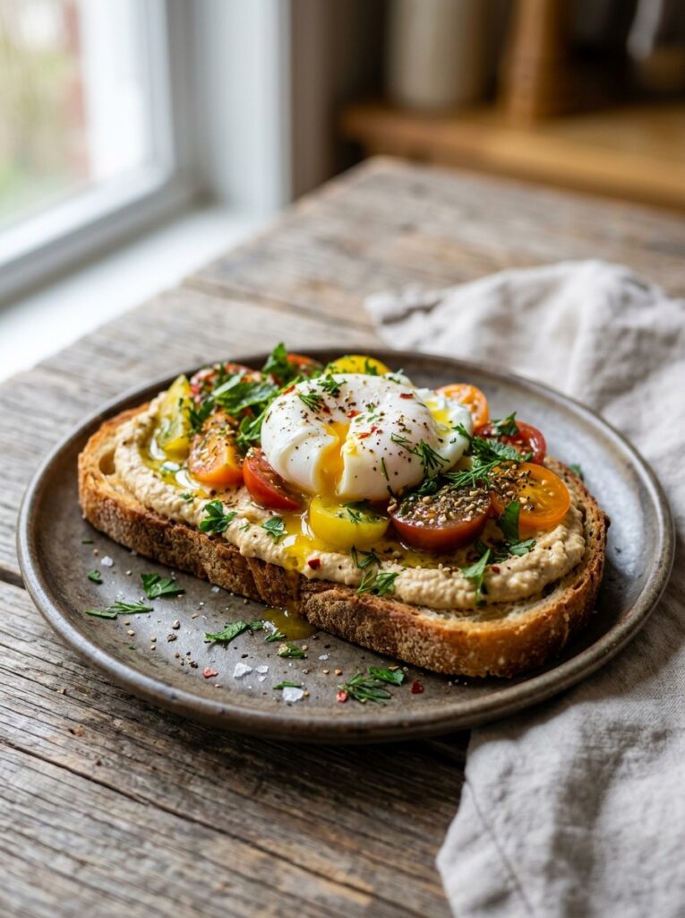 Mediterranean Egg and Hummus Toast with Cherry Tomatoes Recipe: A Flavorful Breakfast Idea 12 Egg and hummus toast recipe 202605091909