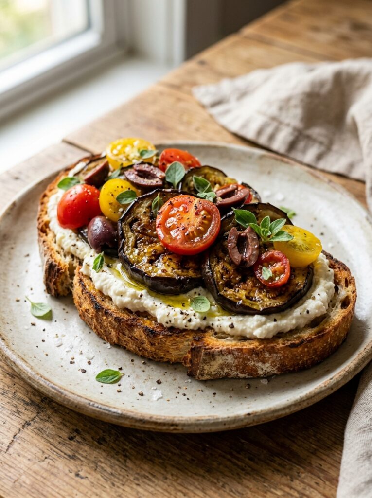 Eggplant breakfast toast with ri… 202605171620