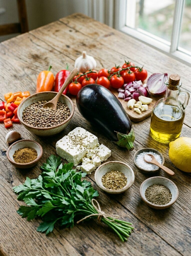 Eggplant lentils feta dinner ing… 202605211237
