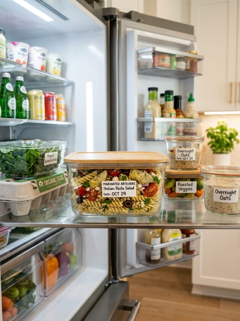 Food containers with pasta salad 202606041738