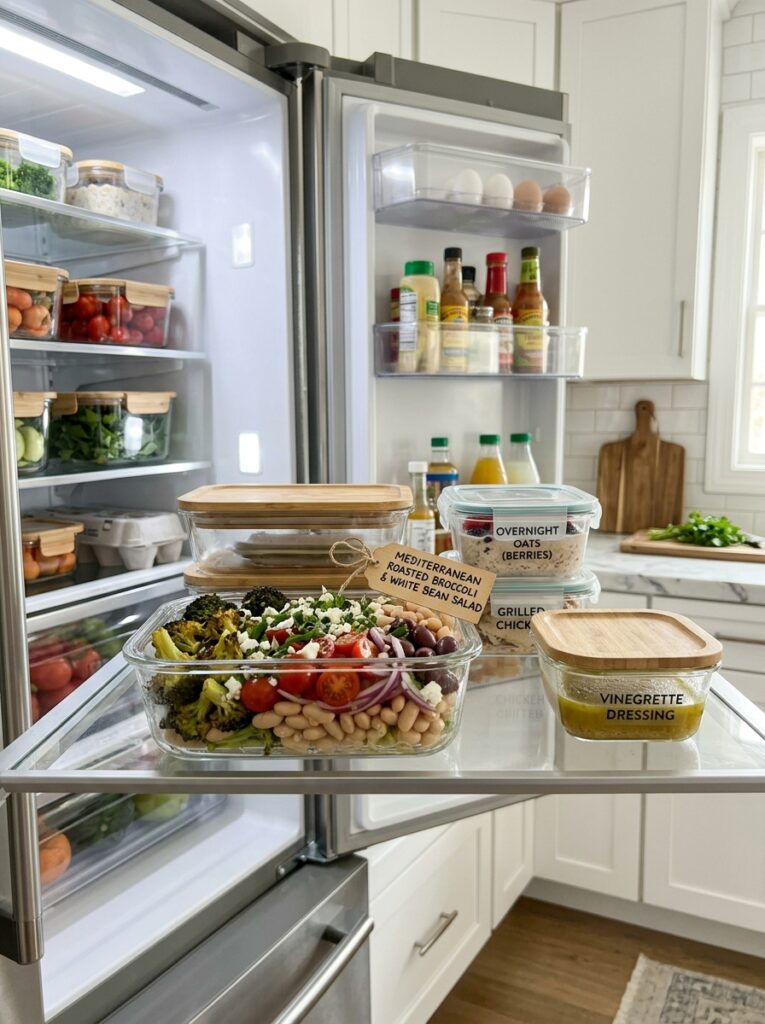 Mediterranean roasted broccoli white bean salad recipe 16 Food containers with salad recipe 202605302043