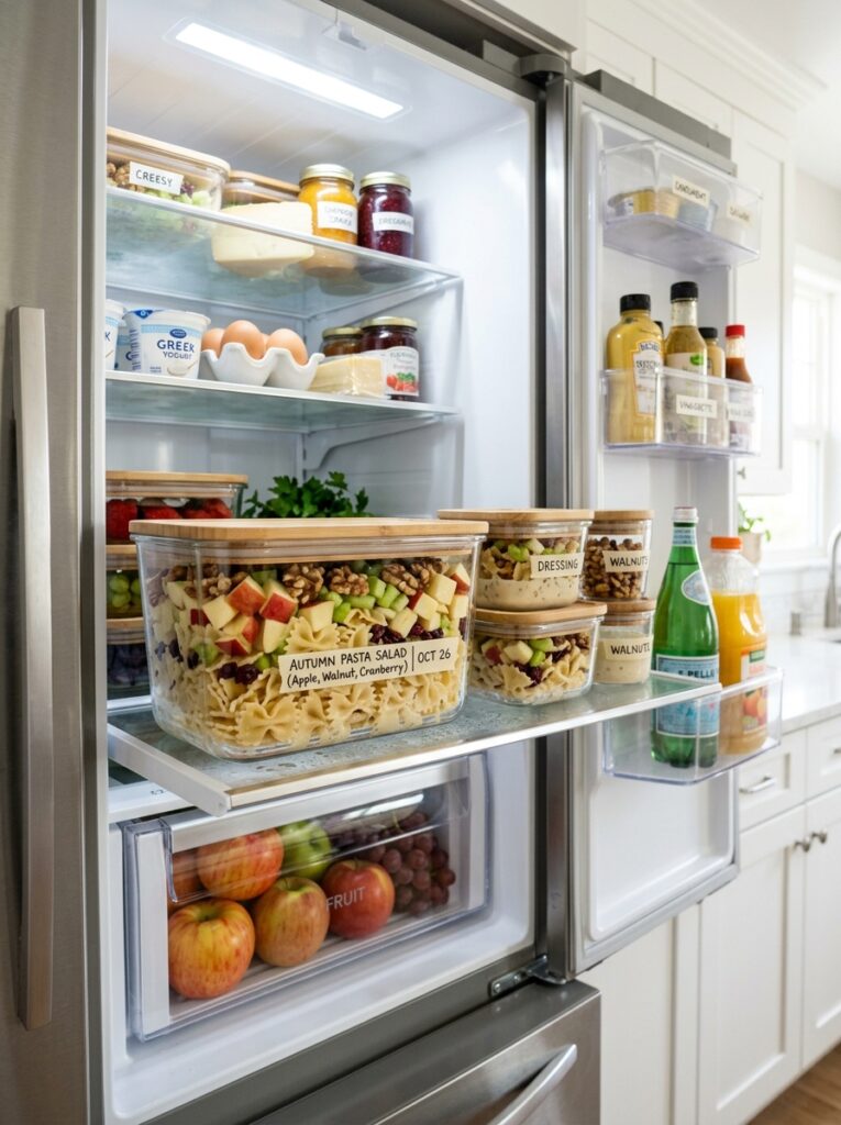 Autumn apple walnut cold pasta salad 16 Food storage containers cold pas… 202606031835
