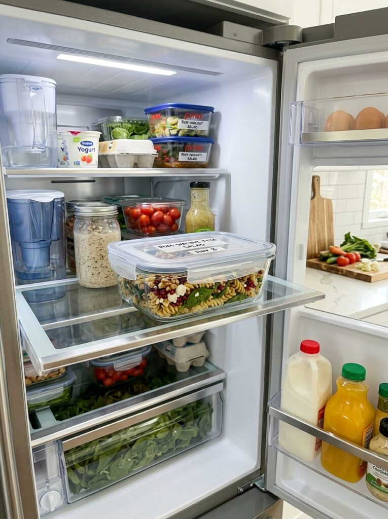 Pomegranate walnut spinach feta pasta salad 16 Food storage containers pasta salad 202606041727
