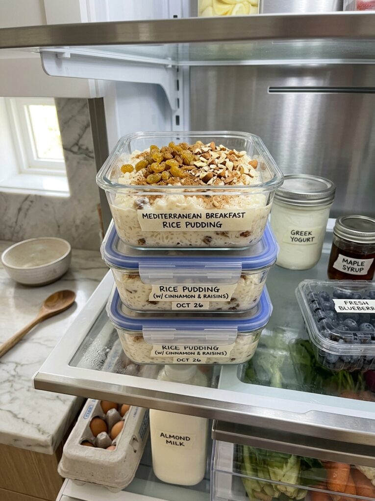 Mediterranean Breakfast Rice Pudding with Cinnamon and Raisins Recipe 16 Food storage containers rice pud… 202605182320