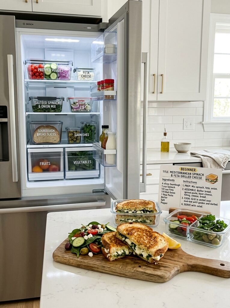 Beginner Mediterranean Spinach Feta Grilled Cheese Recipe 16 Food storage containers spinach … 202605291441