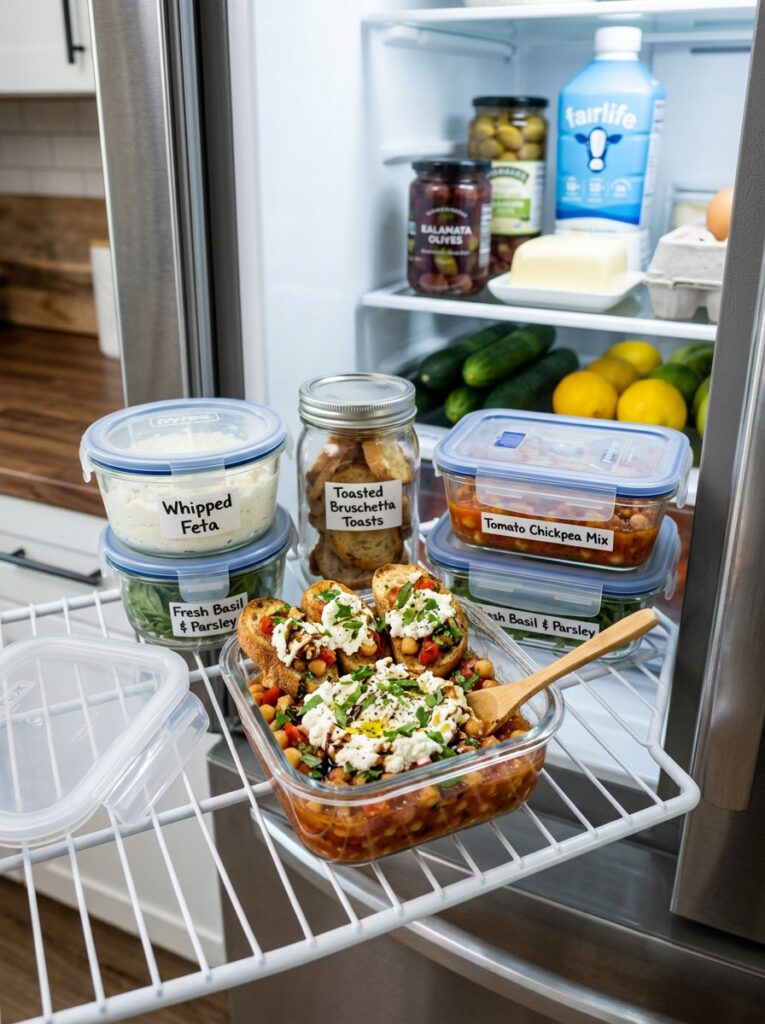 Mediterranean Tomato Chickpea Bruschetta with Whipped Feta Recipe 16 Food storage containers tomato c… 202605221903