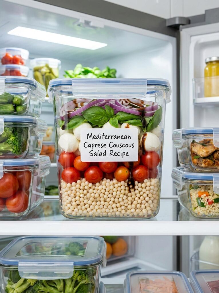Mediterranean Caprese Couscous Salad Recipe 16 Food storage containers with Mediterranean 202605131753