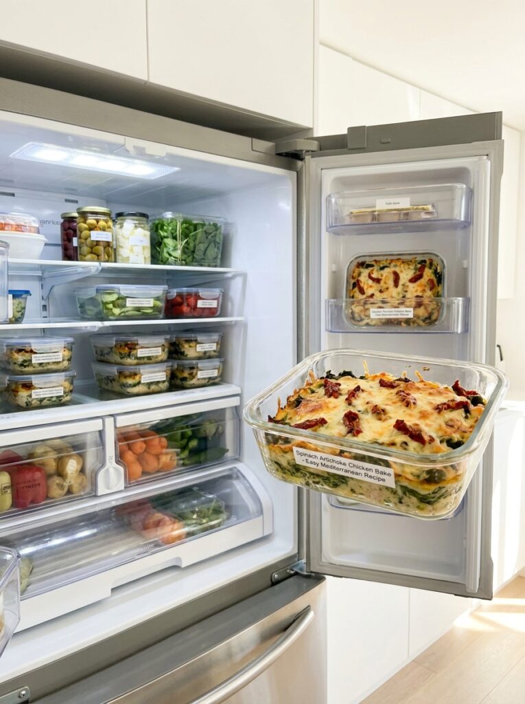 Easy Mediterranean Spinach Artichoke Chicken Bake Recipe 16 Food storage containers with easy 202605131742