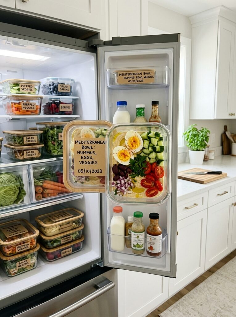 Mediterranean Breakfast Hummus Bowl with Eggs and Cucumbers Recipe 16 Food storage containers with hummus 202605141130