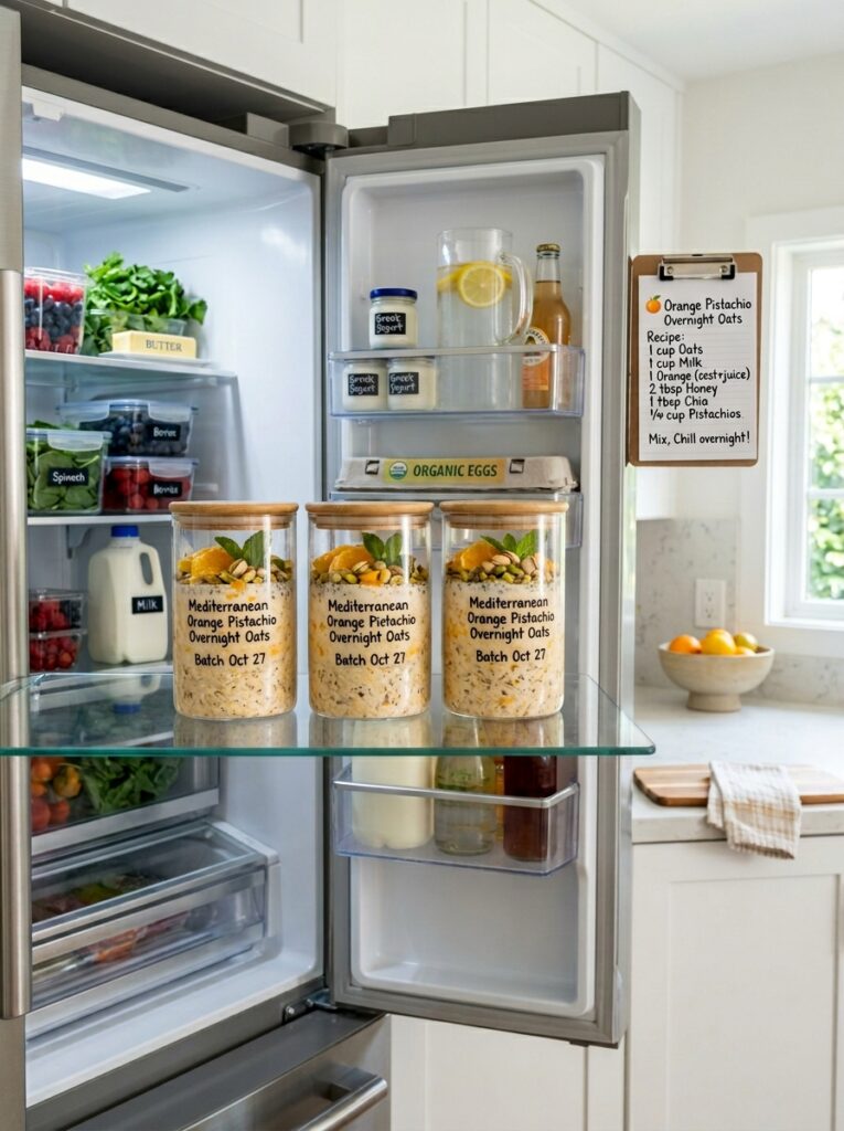 Mediterranean Orange Pistachio Overnight Oats Recipe 16 Food storage containers with oats 202605081253