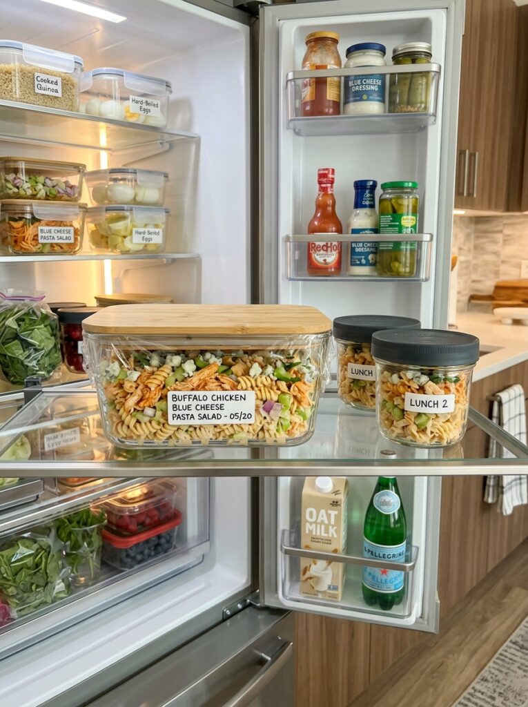 Buffalo Chicken Cold Blue Cheese Pasta Salad 16 Food storage containers with pas… 202606031818