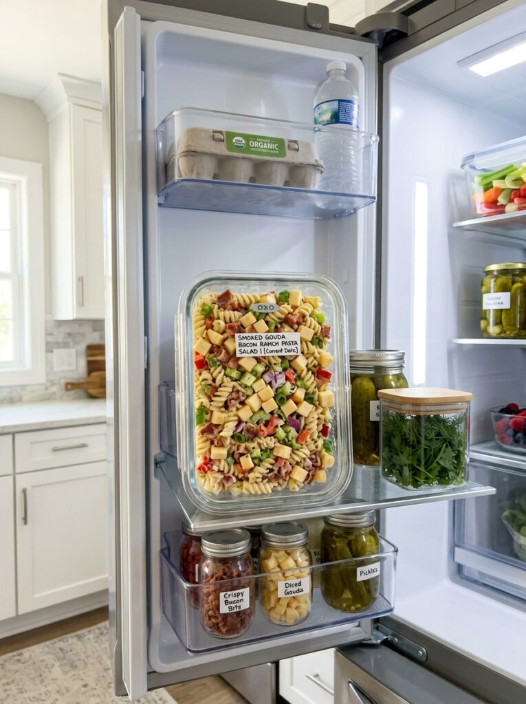Smoked Gouda Bacon Ranch Pasta Salad 16 Food storage containers with pas… 202606051713