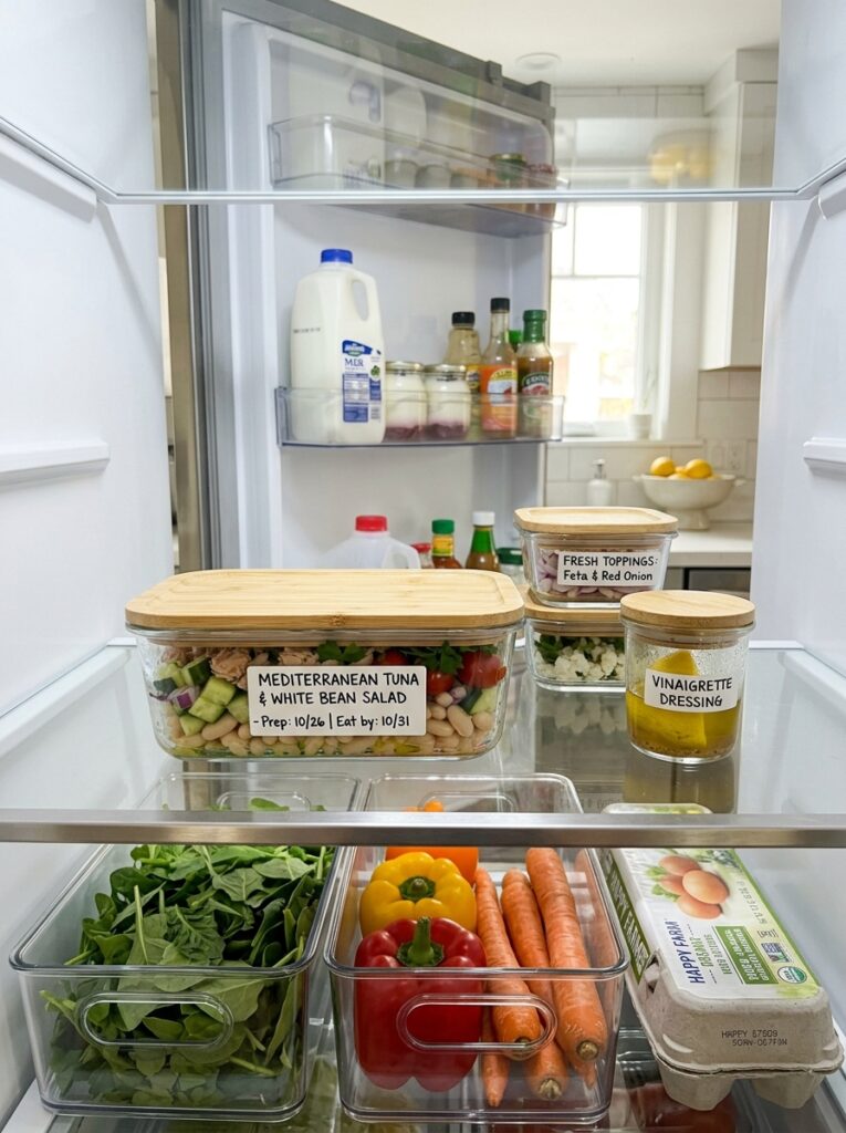 mediterranean white bean tuna cucumber salad recipe 16 Food storage containers with salad 202605081300
