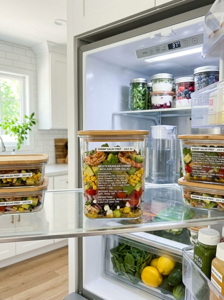 Mediterranean Shrimp Avocado Corn Salad Recipe: A Fresh, Flavorful Summer Dish 16 Food storage containers with salad 202605082030