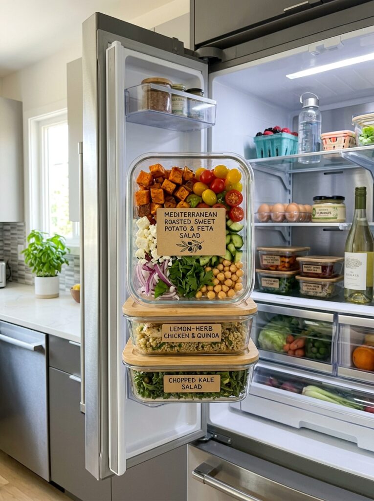 Mediterranean Roasted Sweet Potato Feta Salad Recipe 16 Food storage containers with salad 202605182328