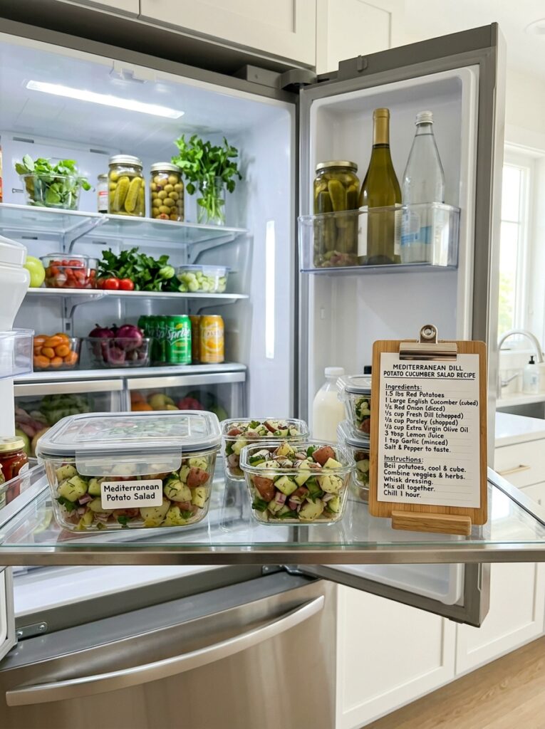Mediterranean Dill Potato Cucumber Salad Recipe 5 Food storage containers with salad 202605221918