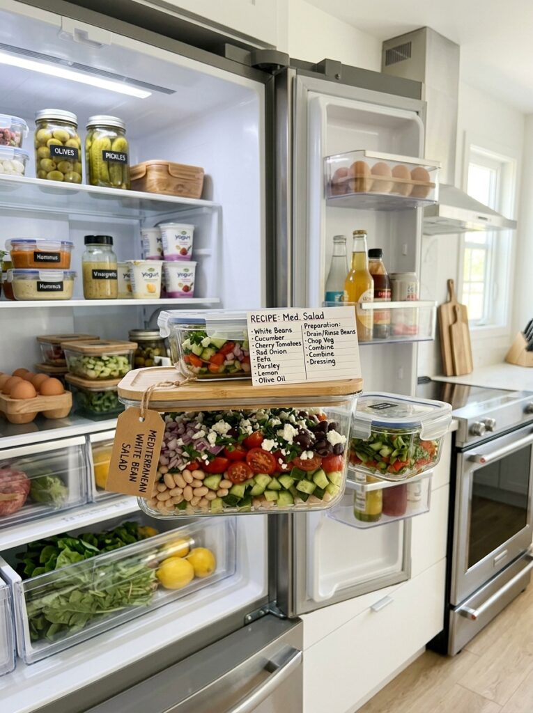 Mediterranean White Bean Cucumber Tomato Salad Recipe 16 Food storage containers with salad 202605241517