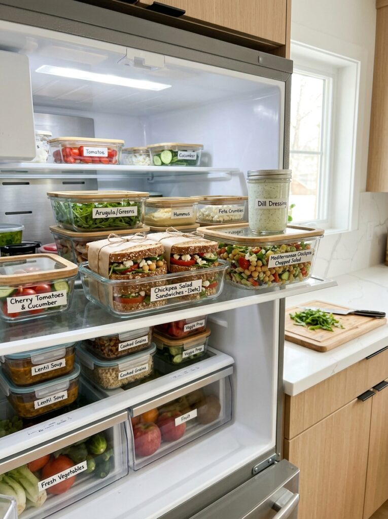 Mediterranean Chickpea Chopped Salad Sandwiches Recipe 16 Food storage containers with salad 202605291438
