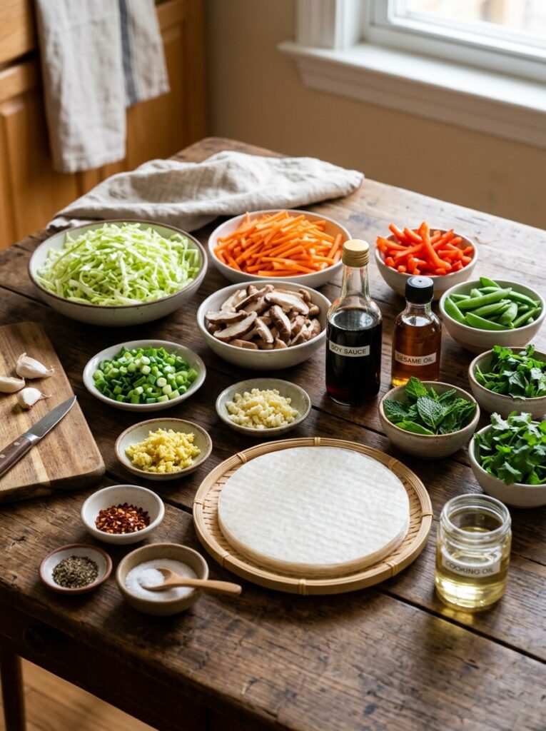 Easy vegetable spring rolls crispy 13 Fresh ingredients for spring rolls 202606111748