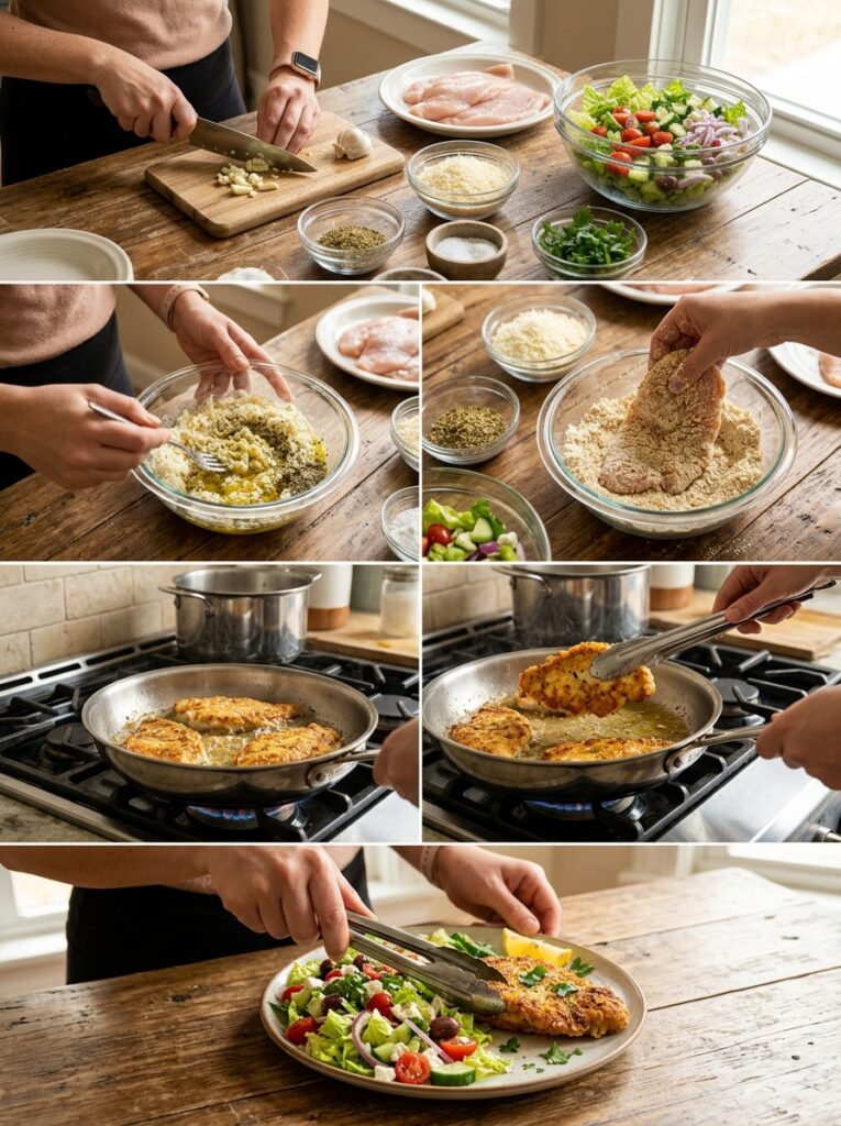 Mediterranean Garlic Parmesan Chicken Cutlets with Salad Recipe 14 Garlic parmesan chicken salad re… 202605251443