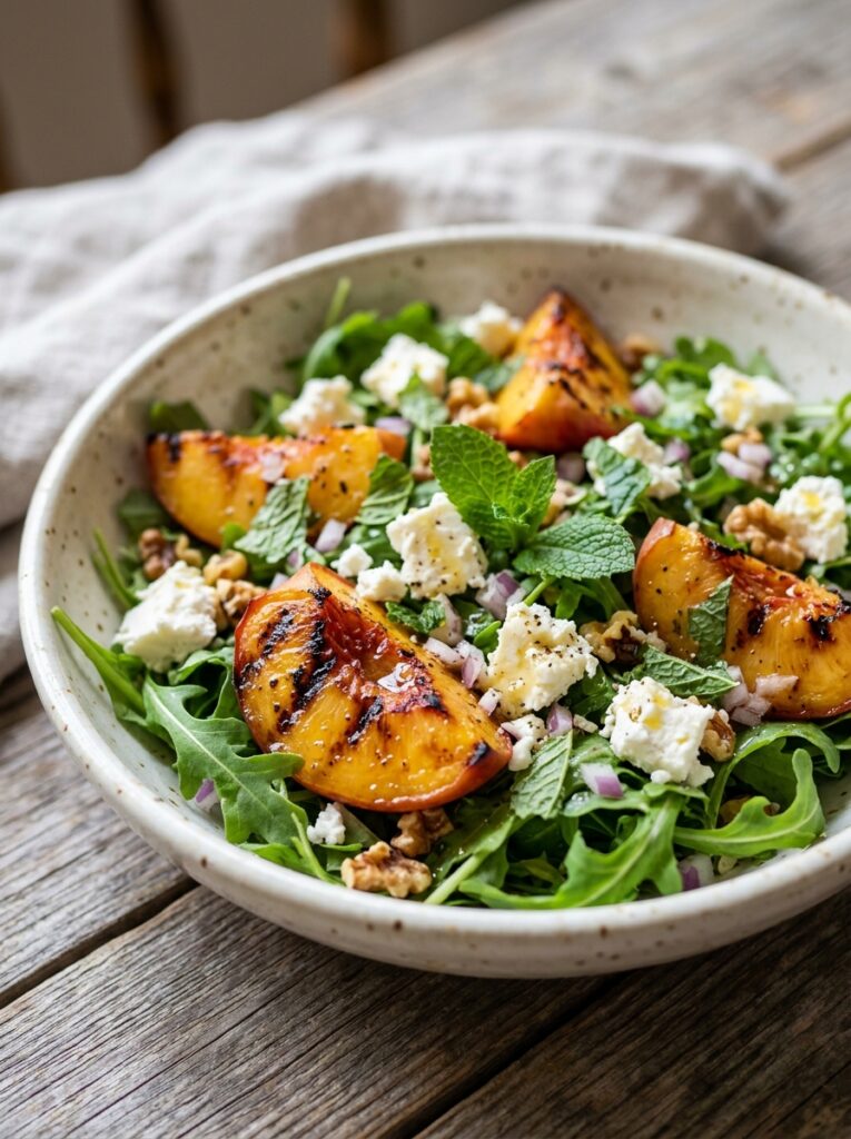 Mediterranean Grilled Peach Salad with Feta and Mint Recipe 12 Grilled peach salad with feta 202605141119
