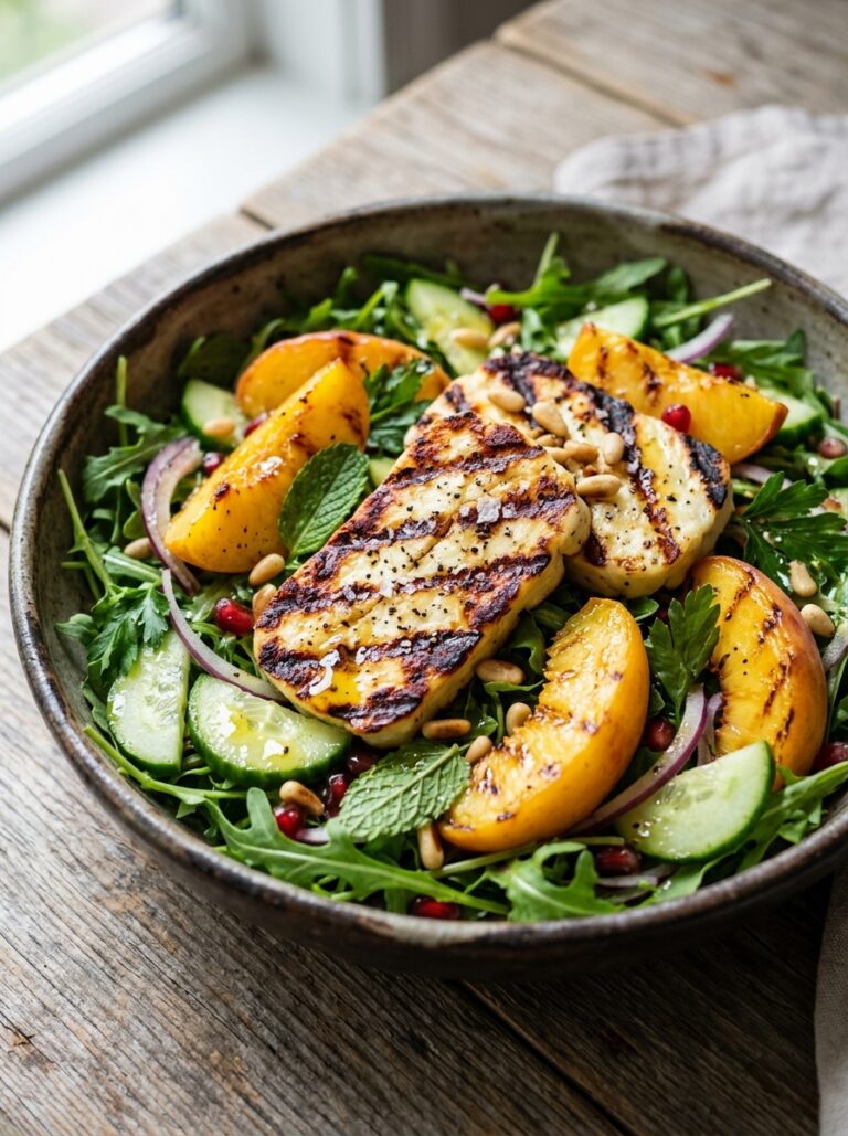 Halloumi peach salad recipe 202605081224