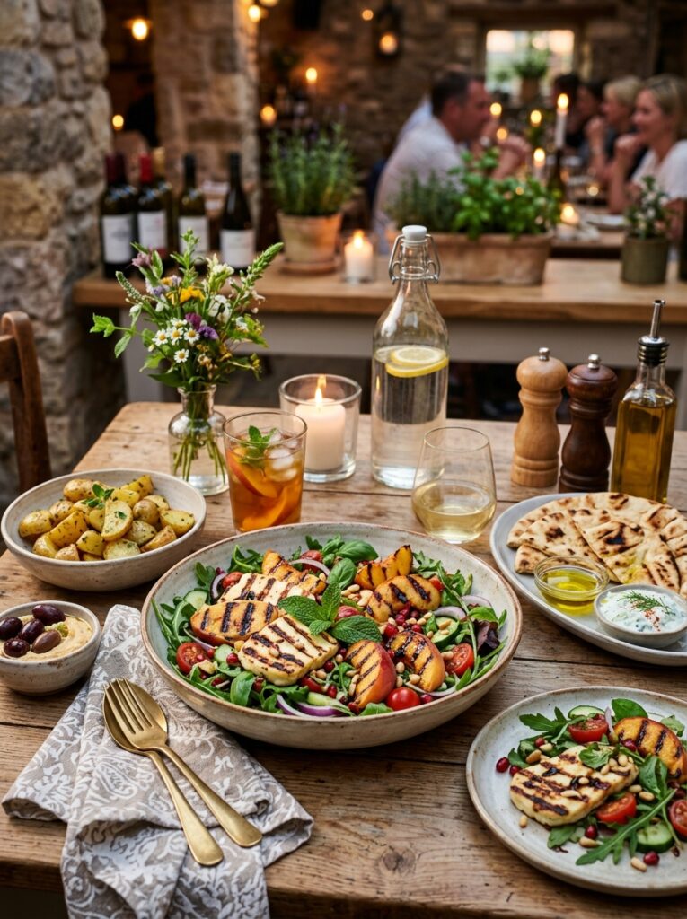 Halloumi peach salad setup 202605081227