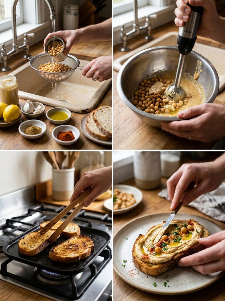 Beginner Mediterranean Chickpea Hummus Toast Recipe: A Simple Guide to a Delicious, Healthy Meal 14 Hummus toast recipe cooking process 202605142228
