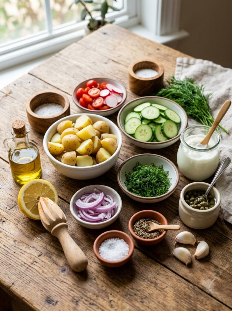 Mediterranean Dill Potato Cucumber Salad Recipe 2 Ingredients for Dill Potato Cucu… 202605221918
