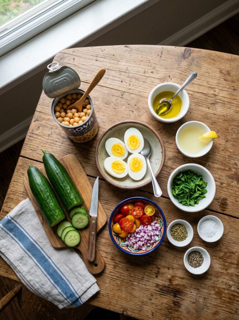 Mediterranean Breakfast Salad with Eggs Chickpeas and Cucumbers Recipe: A Complete Guide 13 Ingredients for Mediterranean Br… 202605051949