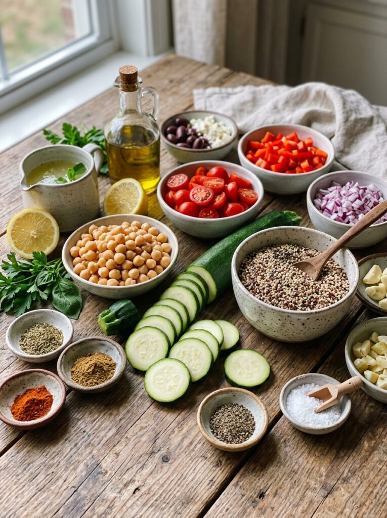 Mediterranean Zucchini Chickpea Quinoa Bake Recipe 13 Ingredients for Mediterranean bake 202605241544