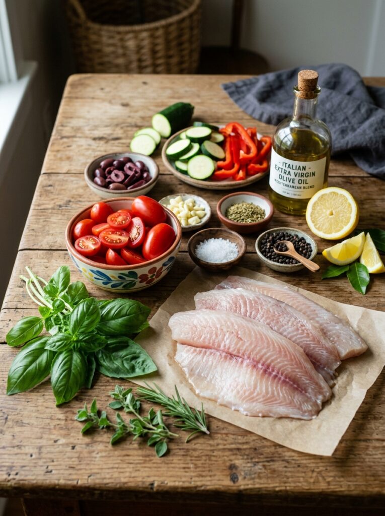 Mediterranean Baked Tilapia with Tomato Basil Topping Recipe 13 Ingredients for Mediterranean ba… 202605291530
