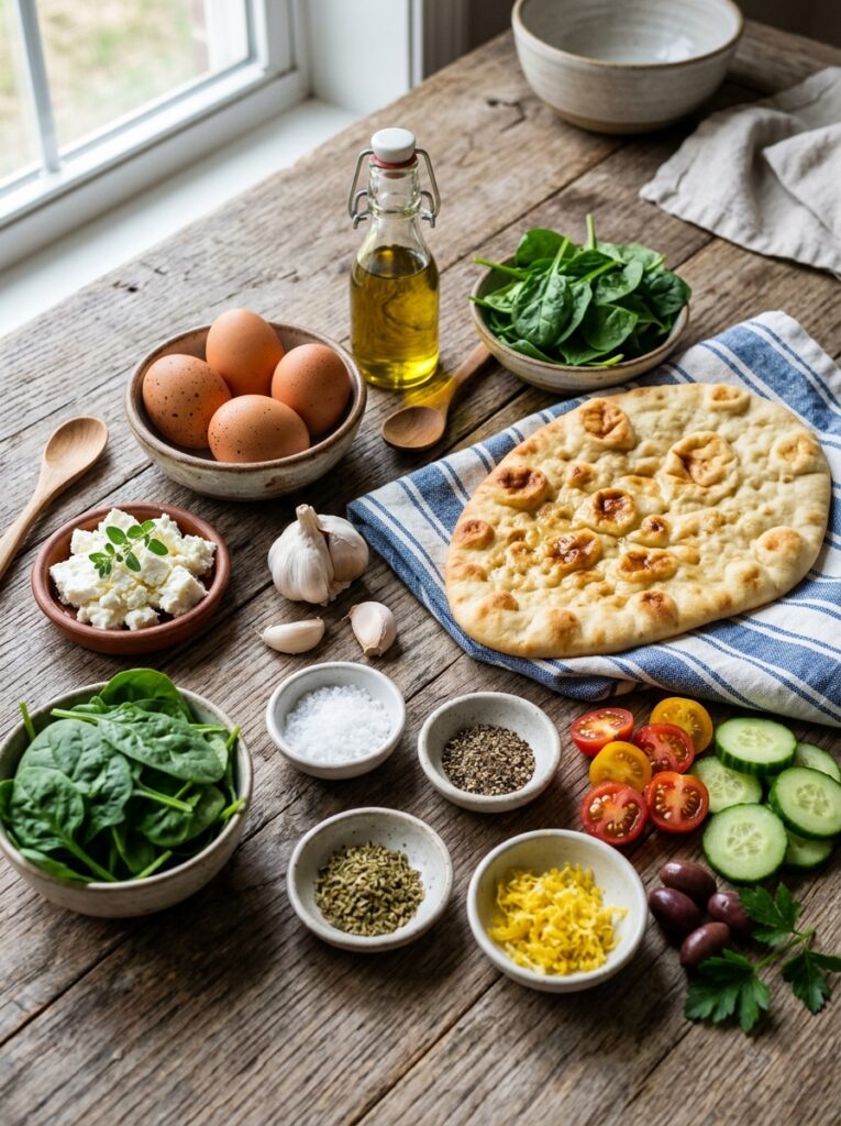 Mediterranean Breakfast Naan with Eggs Feta and Spinach Recipe 13 Ingredients for Mediterranean br… 202605142257