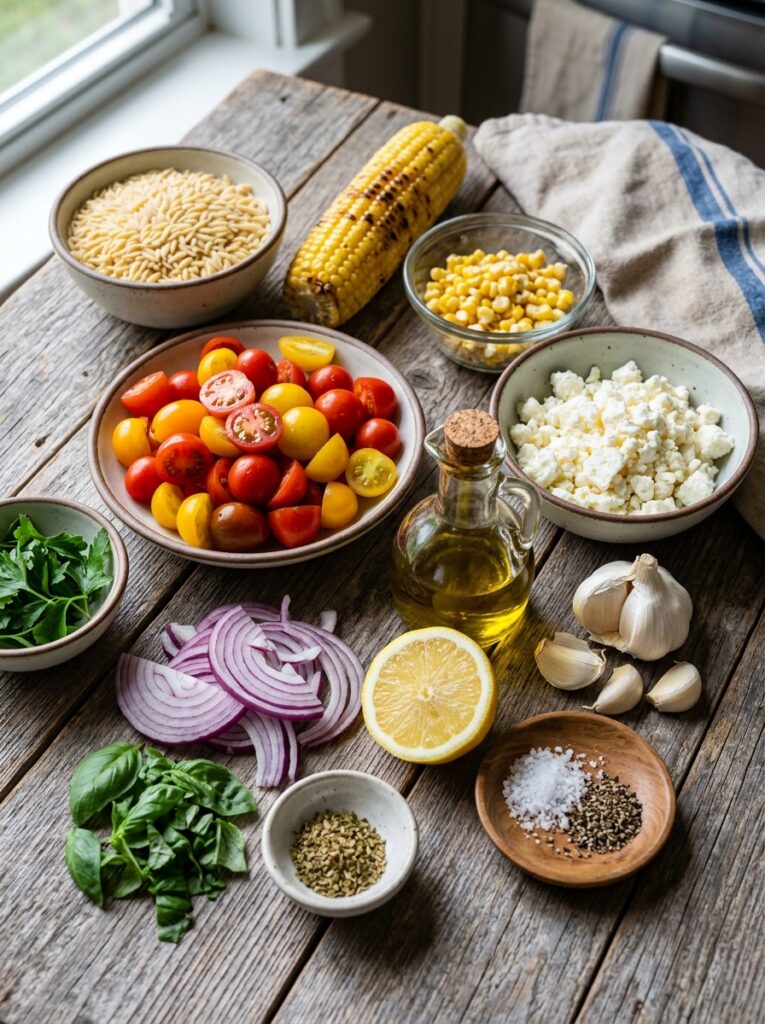 Mediterranean Grilled Corn and Tomato Orzo Salad Recipe 13 Ingredients for Mediterranean or… 202605171557
