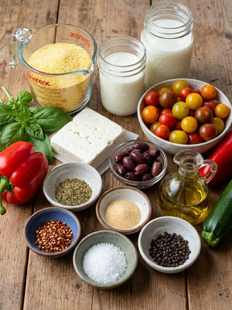 Mediterranean Baked Polenta with Tomatoes Feta and Olives Recipe 13 Ingredients for Mediterranean po… 202605131738