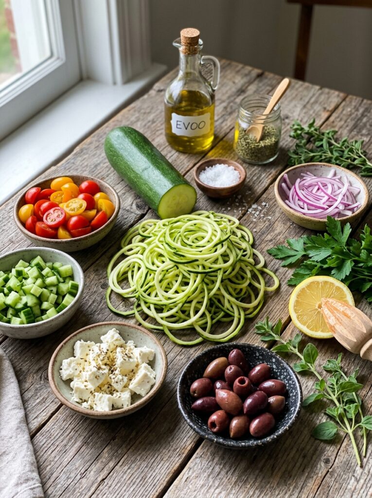 Mediterranean Zucchini Noodle Salad with Feta and Olives Recipe 13 Ingredients for Mediterranean salad 202605021623