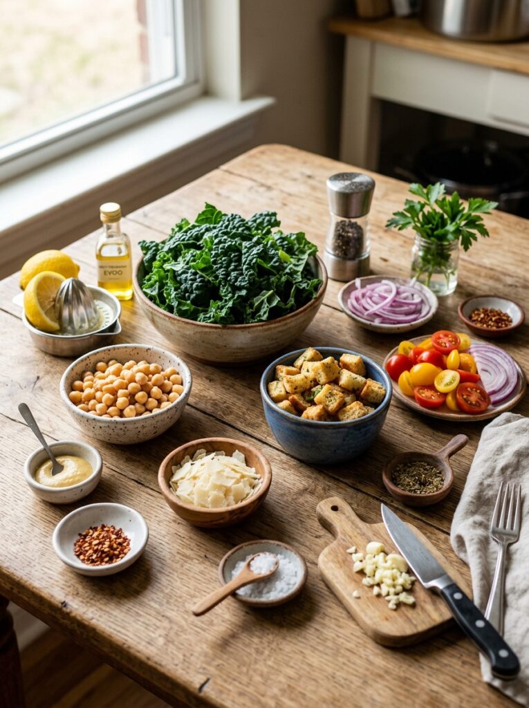 Mediterranean Kale Chickpea Caesar Salad Recipe 2 Ingredients for Mediterranean salad 202605052002