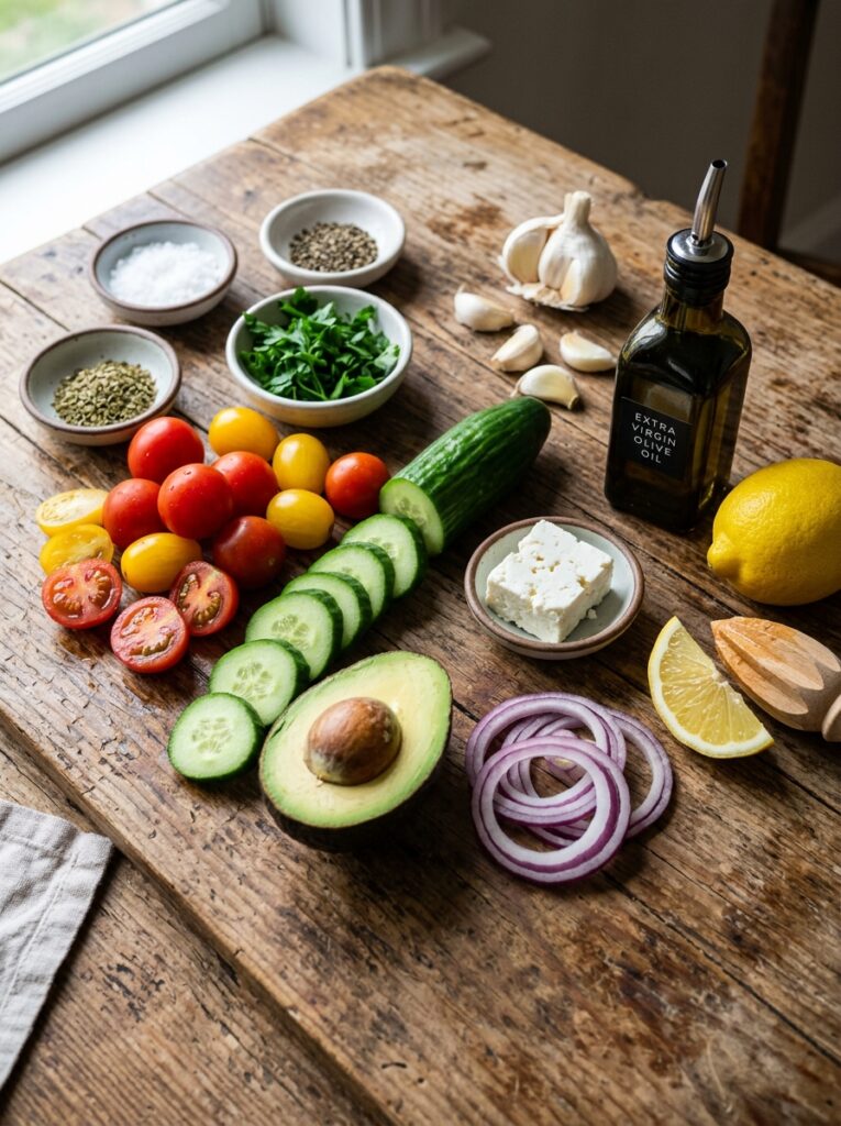 Ingredients for Mediterranean salad 202605161441