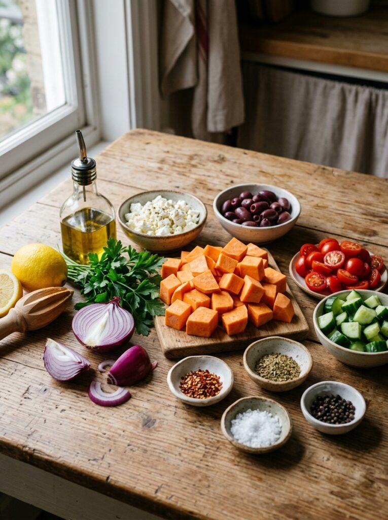 Mediterranean Roasted Sweet Potato Feta Salad Recipe 13 Ingredients for Mediterranean salad 202605182327